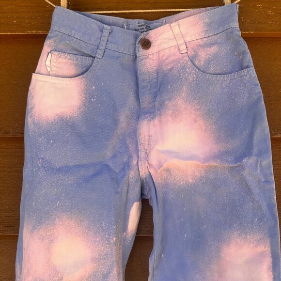 Vintage Bongo Custom High-Rise Straight Jeans With Ankle Zips Size 14 Blue & Pin - Picture 4 of 15